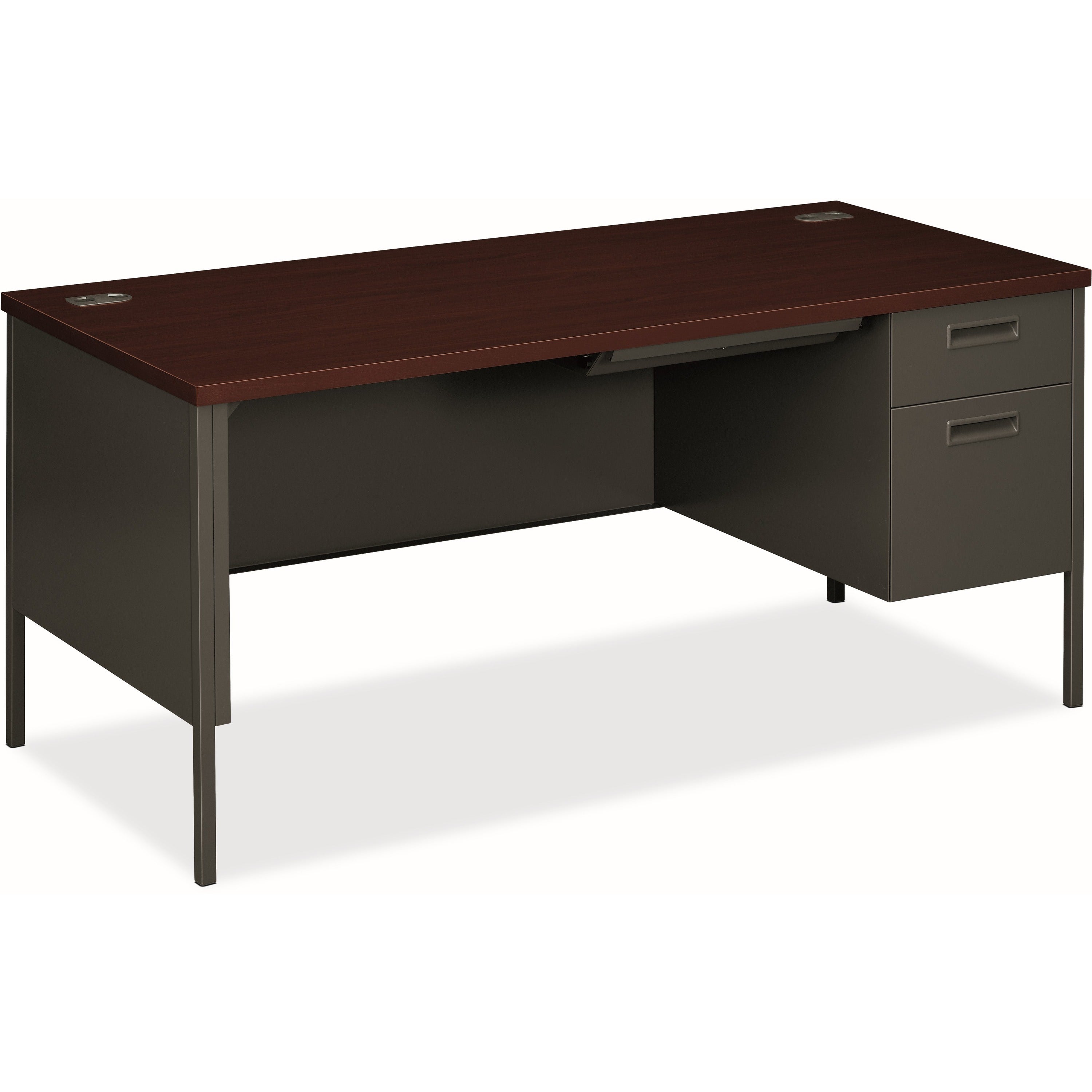 HON Metro Classic HP3265R Pedestal Desk - 29.5" Height x 66" Width x 30" Depth - Total Drawer(s): 5Right Side - Square Edge - Finish: Charcoal - 1 Each