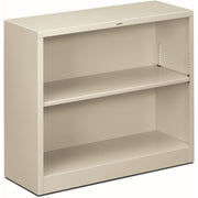 HON Brigade Steel Bookcase, 2 Shelves, 29"H x 34.5"W x 12.62"D, Adjustable, Reinforced, Welded, Steel, Light Gray, 1 Each