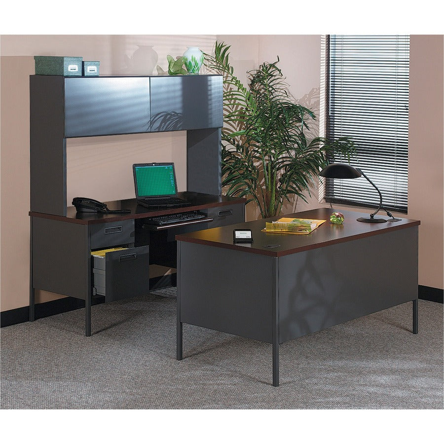 HON Metro Classic HP3251R Pedestal Desk - 29.5" Height x 48" Width x 30" Depth - Total Drawer(s): 3Right Side - Square Edge - Finish: Charcoal - 1 Each