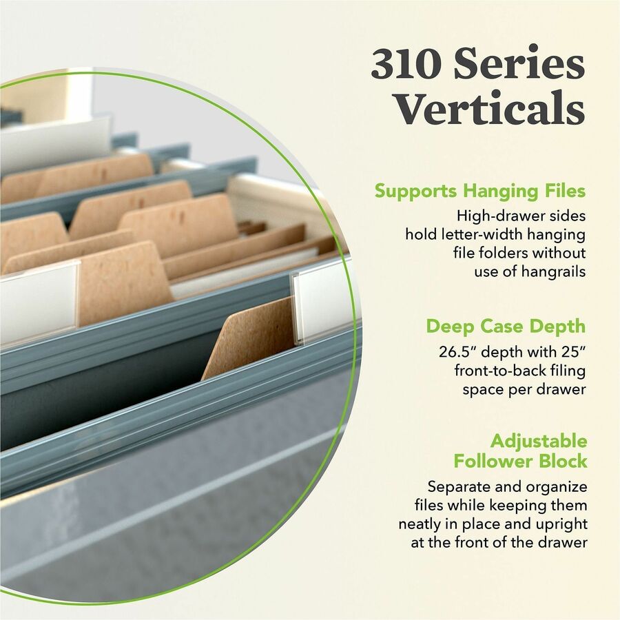 HON 310 H314 File Cabinet - 52" Height x 15" Width x 26.5" Depth - Total Drawer(s): 4 - Finish: Light Gray - Lockable, Durable, Label Holder - For File, Office, File Folder, Desk - 1 Each