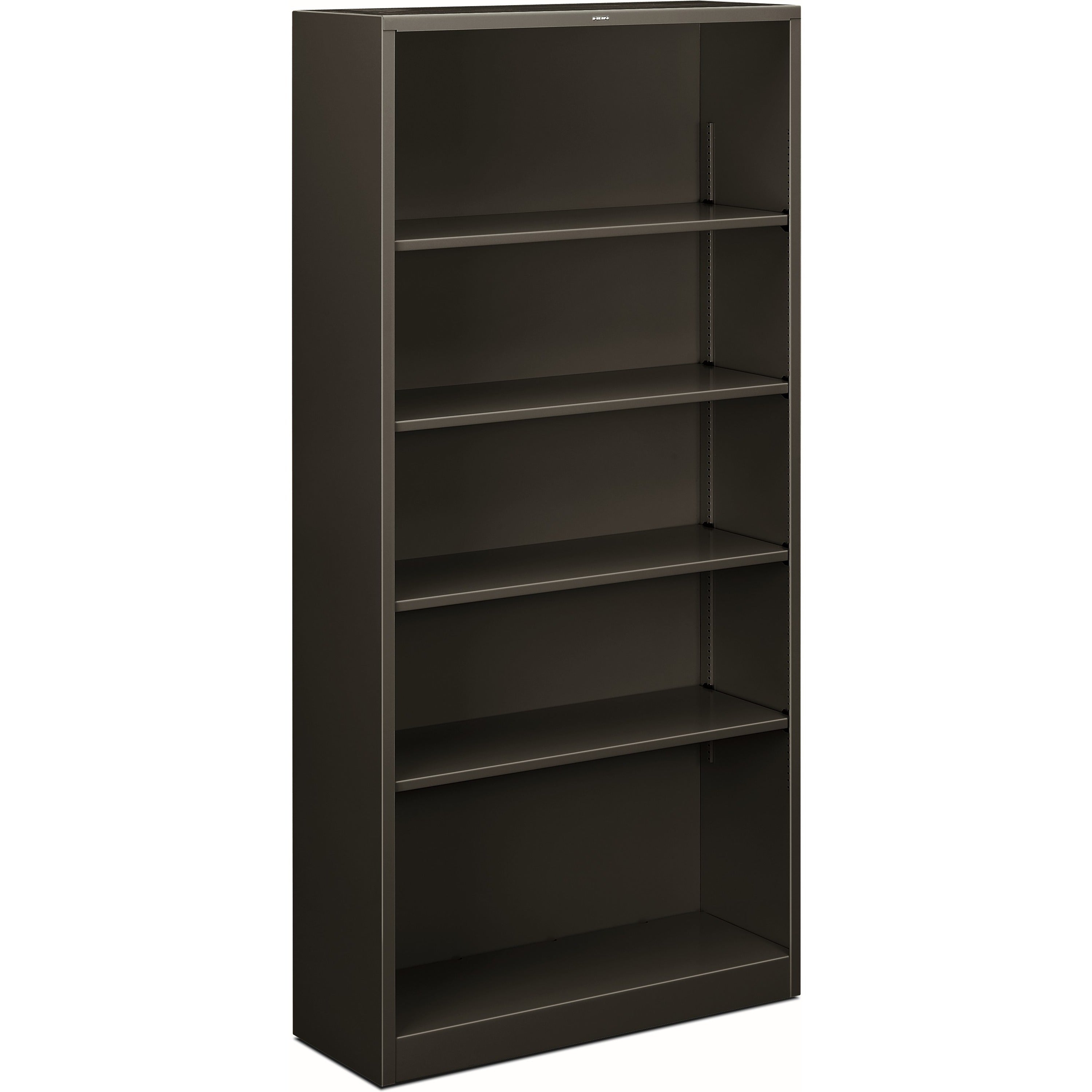 HON Brigade Steel Bookcase, 5 Shelves, 71"H x 34.5"W x 12.62"D, Steel, Charcoal, 1 Each