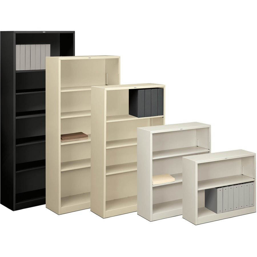 HON Brigade Steel Bookcase, 5 Shelves, 71"H x 34.5"W x 12.62"D, Steel, Charcoal, 1 Each