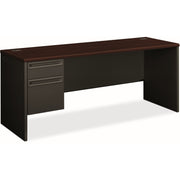 29.5" Height x 72" Width x 24" Depth - Total Drawer(s): 2 - Single Pedestal on Left Side - Radius Edge - Material: Steel - Finish: Charcoal, Laminate, Mahogany - Grommet, Ball-bearing Suspension, Cord Management - For Office - 1 Each