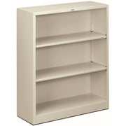 HON Brigade Steel Bookcase, 3 Shelves, Adjustable, Reinforced Steel, Light Gray, 41" H x 34.5" W x 12.62" D, 1 Each