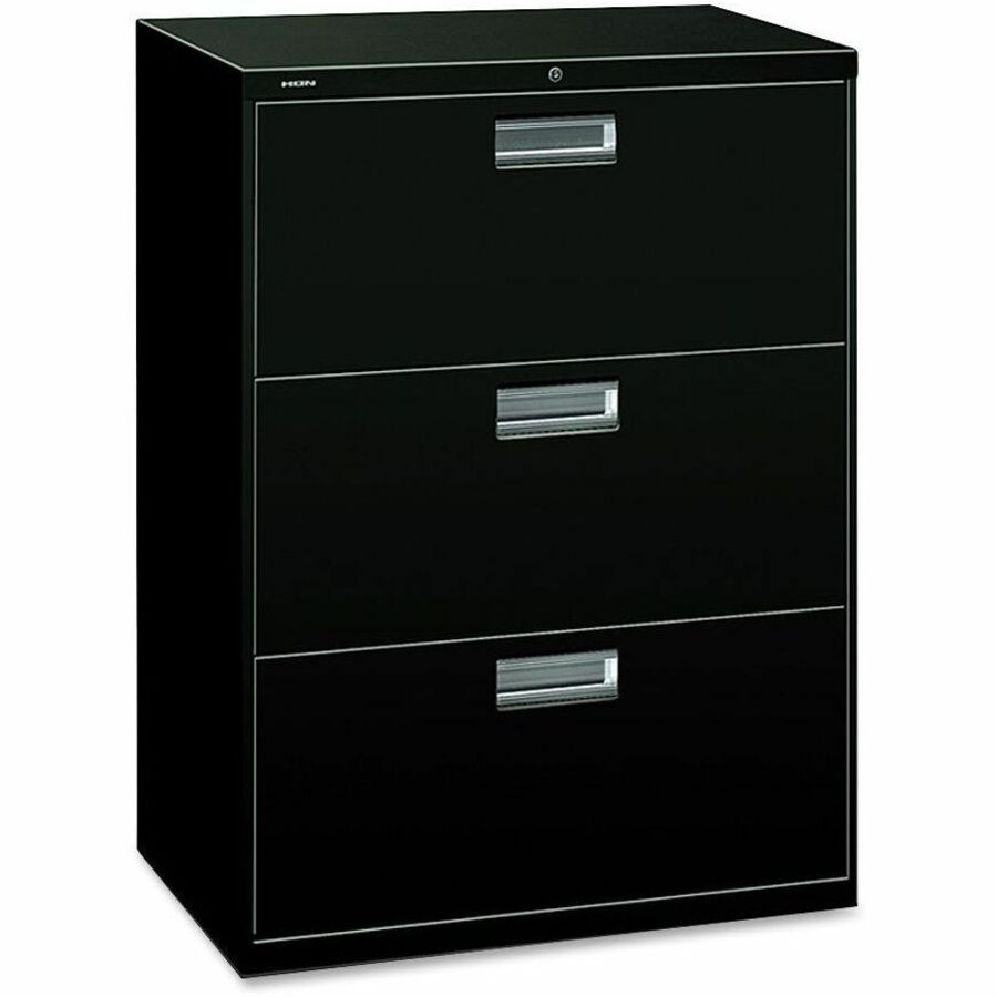 HON Brigade 600 H673 Lateral File - 40.9" Height x 30" Width x 18" Depth - Total Drawer(s): 3 - Finish: Black - 1 Each