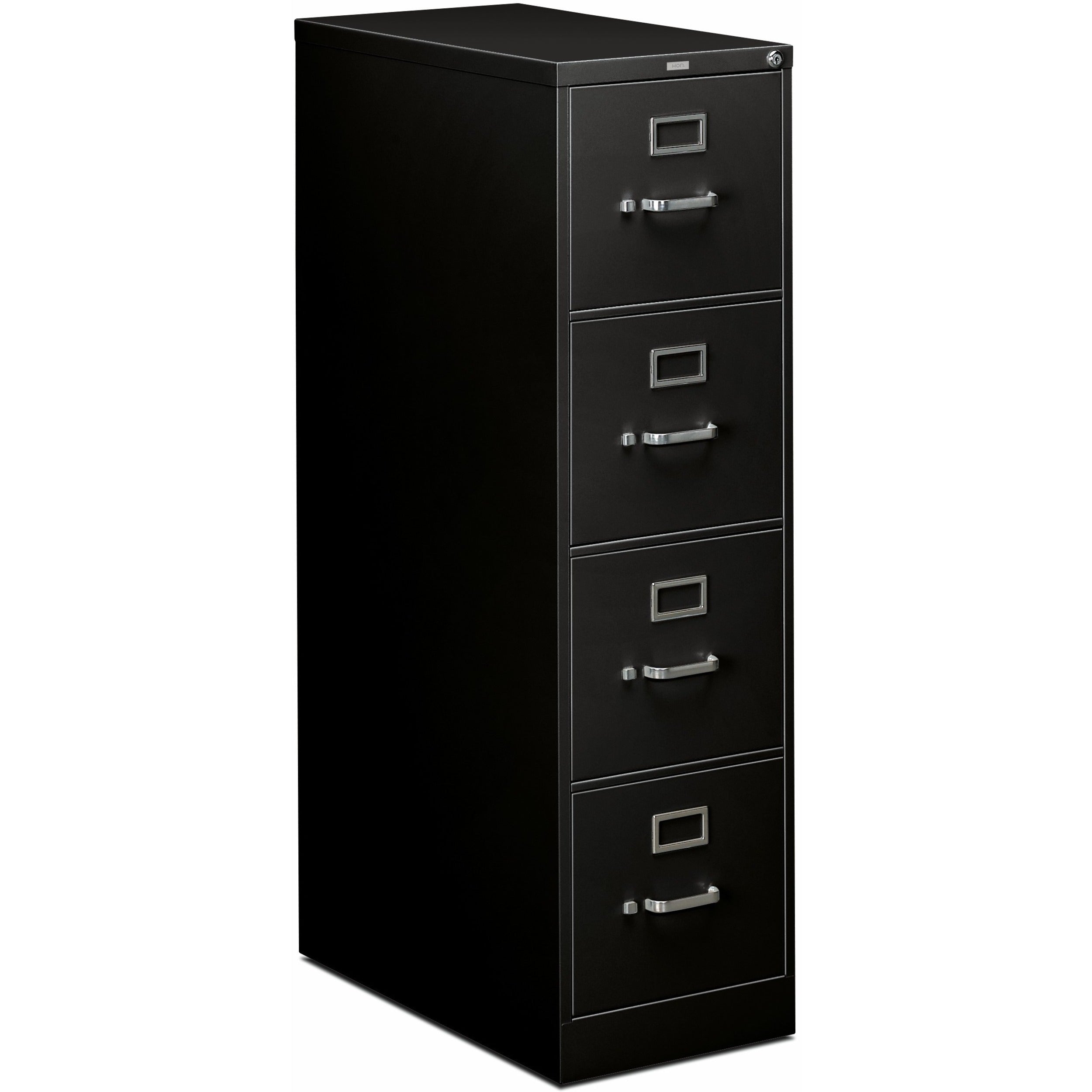 HON 310 H314 File Cabinet - 52" Height x 15" Width x 26.5" Depth - Total Drawer(s): 4 - Finish: Black - 1 Each