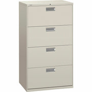 HON Brigade 600 H674 Lateral File - 53.3" Height x 30" Width x 18" Depth - Total Drawer(s): 4 - Finish: Light Gray - 1 Each
