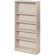 HON Brigade Steel Bookcase, 5 Shelves, 71"H x 34.5"W x 12.62"D, Adjustable, Reinforced Steel, Light Gray, 1 Each