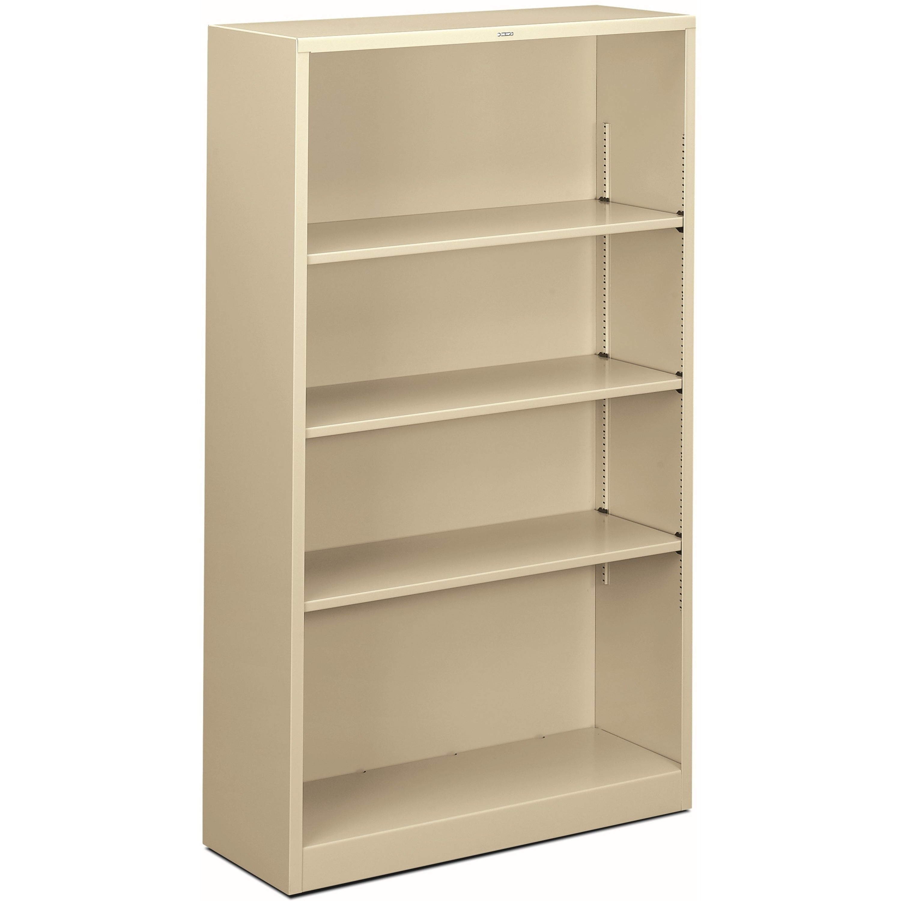 HON Brigade Steel Bookcase, 4 Shelves, 59"H x 34.5"W x 12.62"D, Steel, Putty, 1 Each