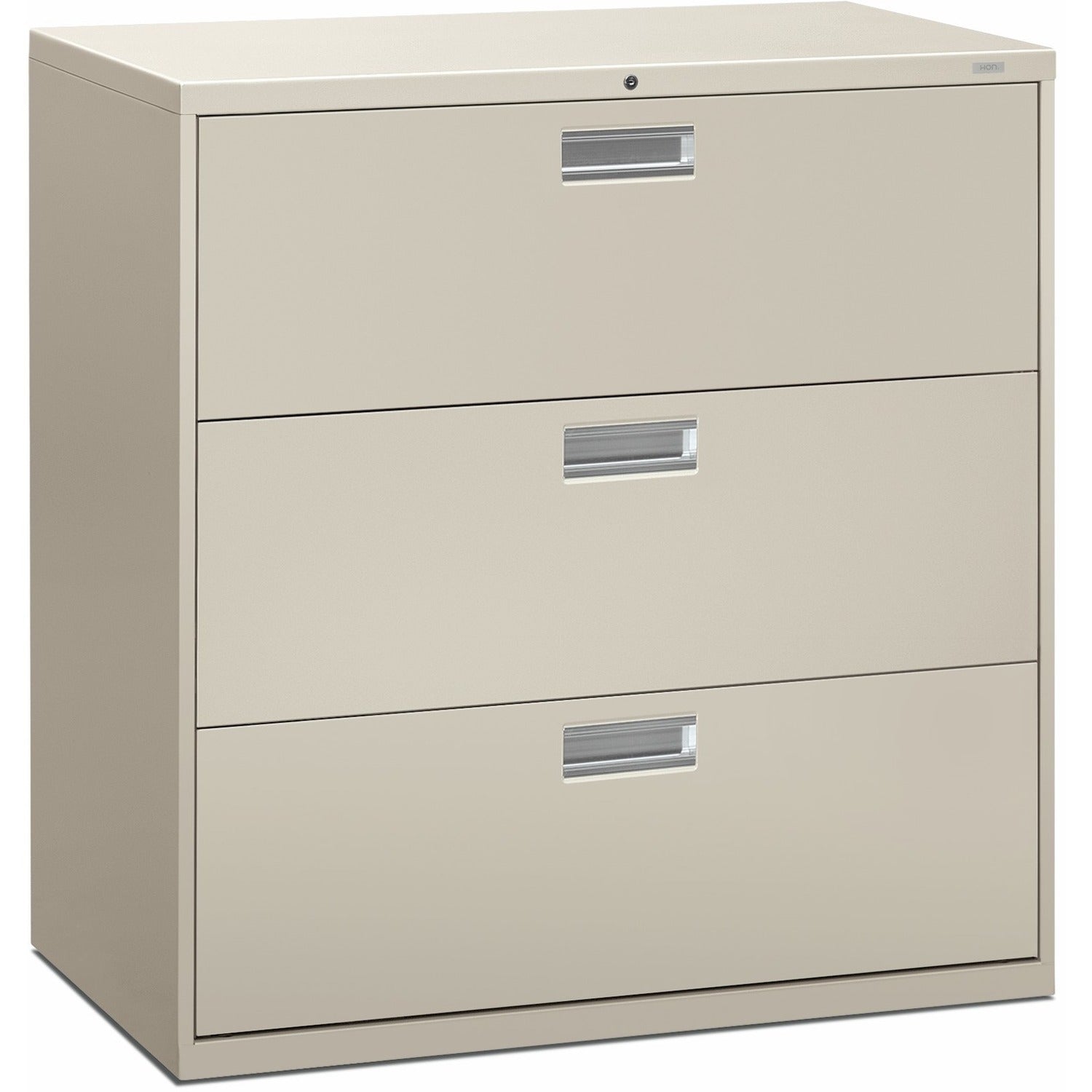 HON Brigade 600 H693 Lateral File - 40.9" Height x 42" Width x 18" Depth - Total Drawer(s): 3 - Finish: Light Gray - 1 Each