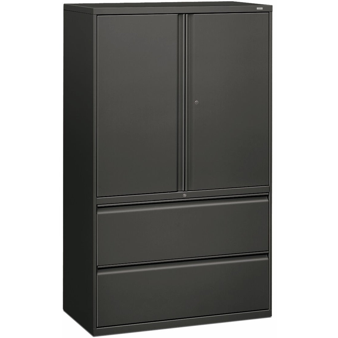 HON Brigade 800 H895LS Lateral File, 2 Drawers, 3 Shelves, Charcoal Finish, 64.3"H x 42"W x 18"D, 1 Each
