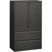 HON Brigade 800 H895LS Lateral File, 2 Drawers, 3 Shelves, Charcoal Finish, 64.3"H x 42"W x 18"D, 1 Each