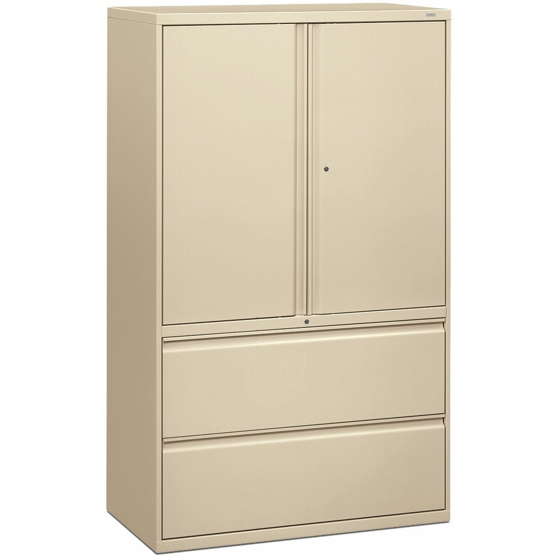 HON Brigade 800 H895LS Lateral File, 2 Drawers, 3 Shelves, Lockable, Adjustable Shelf, Heavy Duty, Putty Finish, 64.3"H x 42"W x 18"D, 1 Each