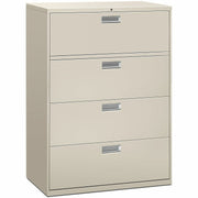 HON Brigade 600 H694 Lateral File - 53.3" Height x 42" Width x 18" Depth - Total Drawer(s): 4 - Finish: Light Gray - 1 Each