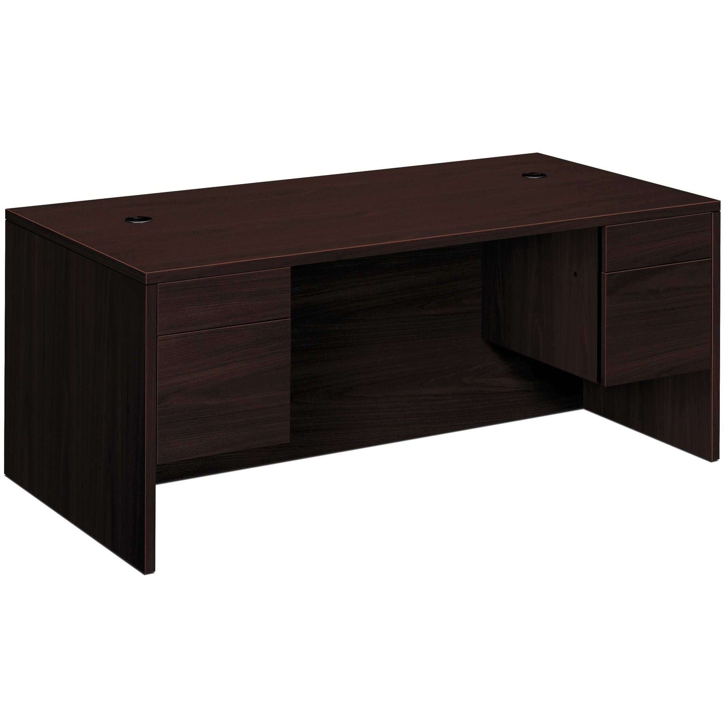 HON 10500 H10593 Pedestal Desk - 29.5" Height x 72" Width x 36" Depth - Total Drawer(s): 4 - Double Pedestal - Flat Edge - Finish: Mahogany - 1 Each