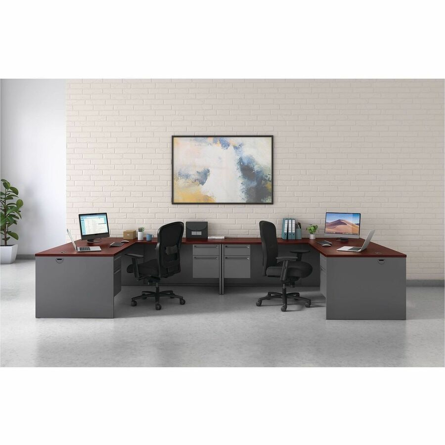 29.5" Height x 48" Width x 24" Depth - Total Drawer(s): 2 - Waterfall Edge - Finish: Charcoal - 1 Each