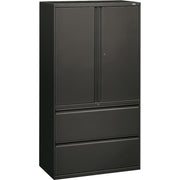 HON Brigade 800 H885LS Lateral File, 2 Drawers, 3 Shelves, Charcoal Finish, 64.3"H x 36"W x 18"D, 1 Each