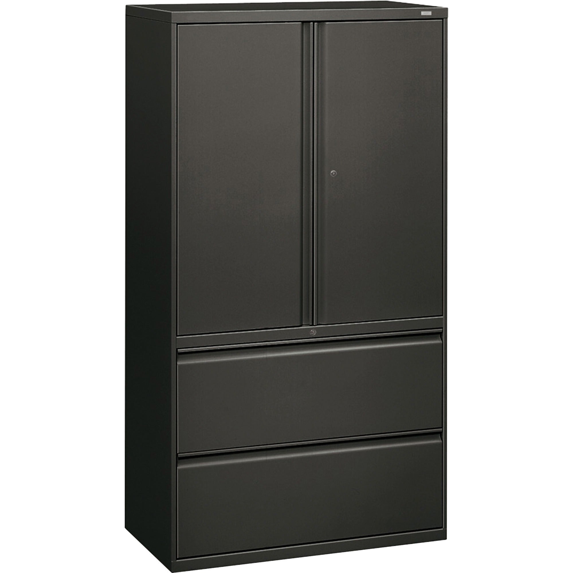 HON Brigade 800 H885LS Lateral File, 2 Drawers, 3 Shelves, Charcoal Finish, 64.3"H x 36"W x 18"D, 1 Each