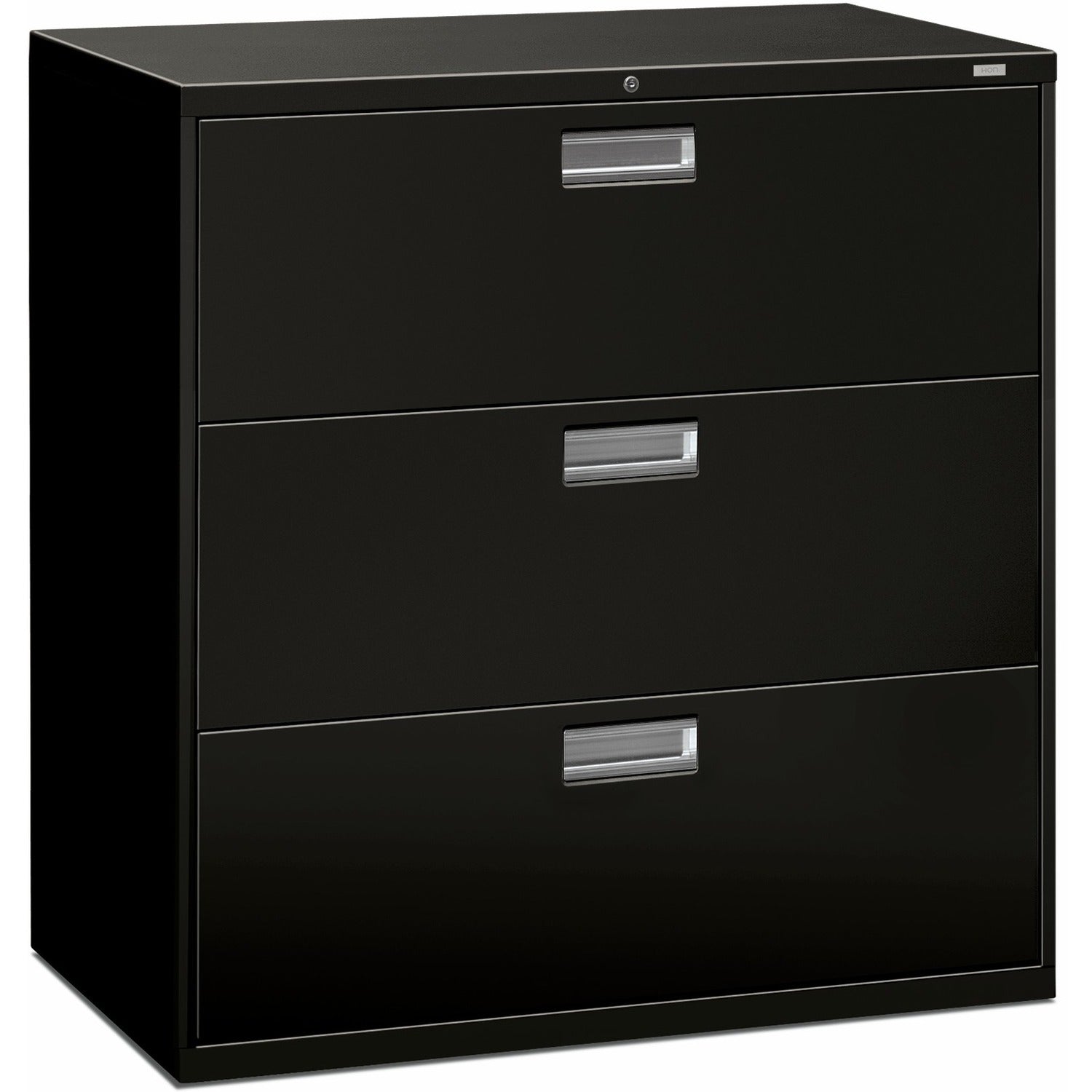 HON Brigade 600 H693 Lateral File - 40.9" Height x 42" Width x 18" Depth - Total Drawer(s): 3 - Finish: Black - 1 Each