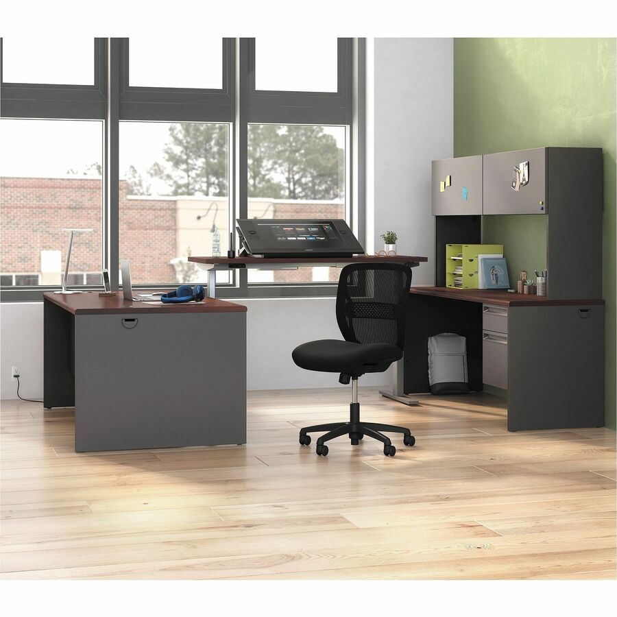 29.5" Height x 72" Width x 36" Depth - Total Drawer(s): 2Left Side - Waterfall Edge - Finish: Charcoal - 1 Each