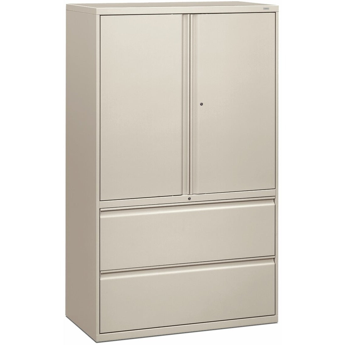 HON Brigade 800 H895LS Lateral File, Light Gray, 64.3"H x 42"W x 18"D, 2 Drawers, 3 Shelves, Lockable, Adjustable Shelf, Heavy Duty, 1 Each