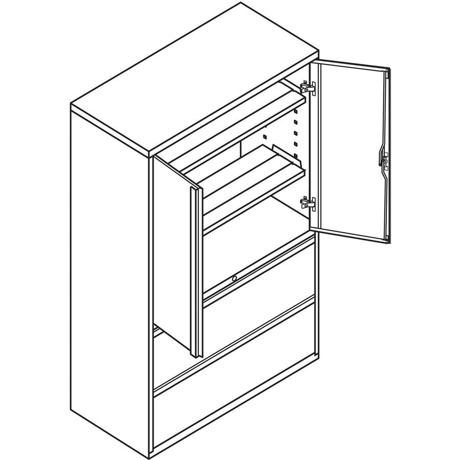 HON Brigade 800 H895LS Lateral File, Light Gray, 64.3"H x 42"W x 18"D, 2 Drawers, 3 Shelves, Lockable, Adjustable Shelf, Heavy Duty, 1 Each