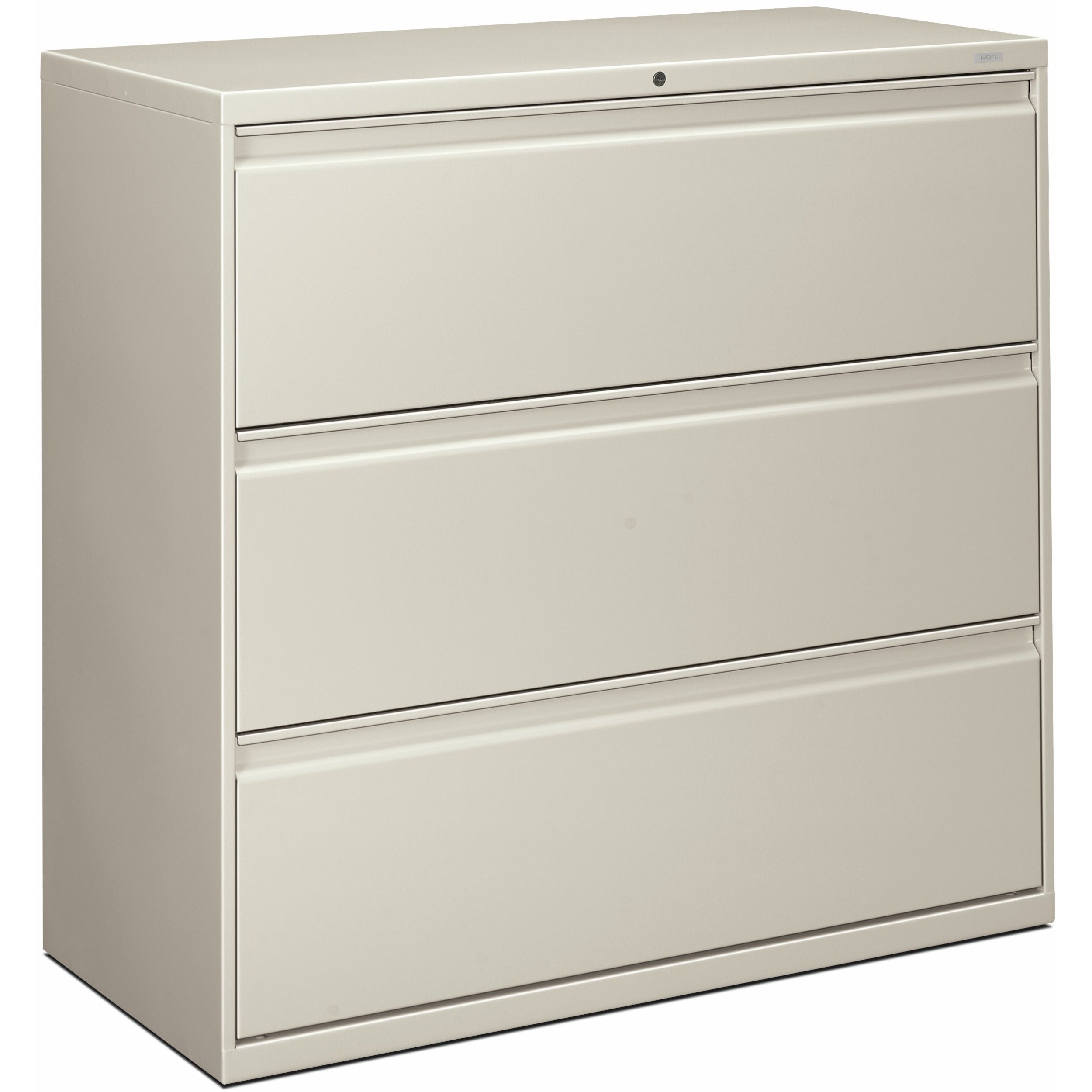 HON Brigade 800 H893 Lateral File - 40.9" Height x 42" Width x 18" Depth - Total Drawer(s): 3 - Finish: Light Gray - 1 Each