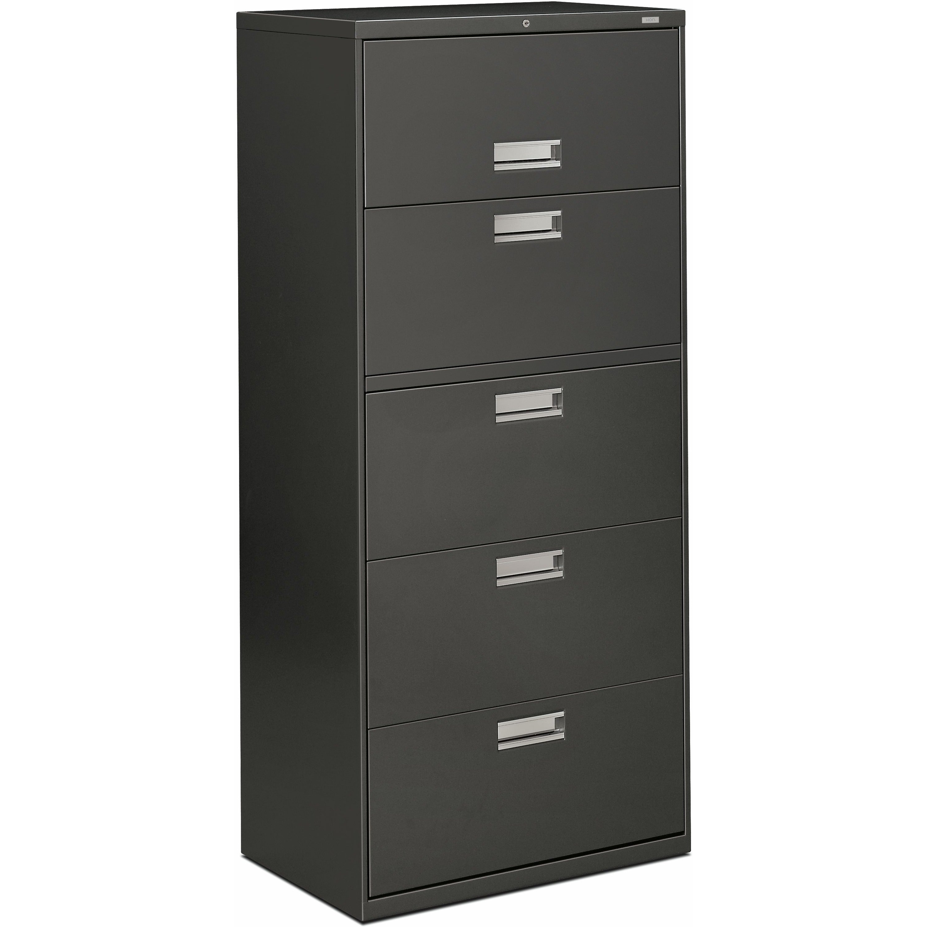 HON Brigade 600 H675 Lateral File - 67" Height x 30" Width x 18" Depth - Total Drawer(s): 5 - Finish: Charcoal - 1 Each