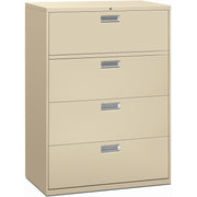 HON Brigade 600 H694 Lateral File - 53.3" Height x 42" Width x 18" Depth - Total Drawer(s): 4 - Material: Steel - Finish: Putty - 1 Each