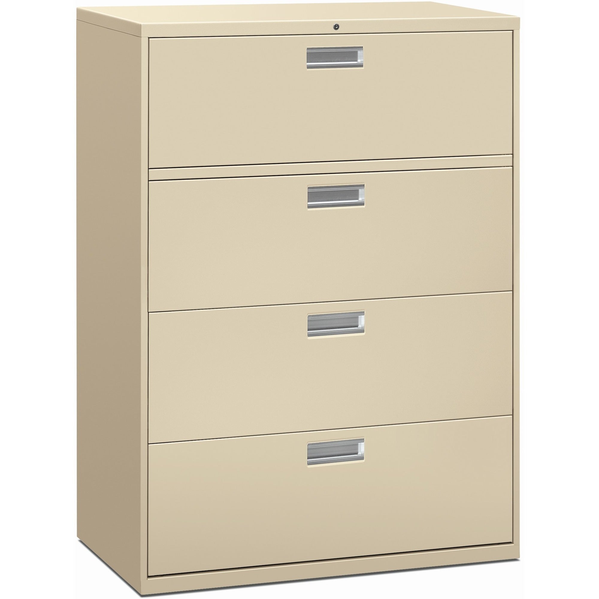 HON Brigade 600 H694 Lateral File - 53.3" Height x 42" Width x 18" Depth - Total Drawer(s): 4 - Material: Steel - Finish: Putty - 1 Each