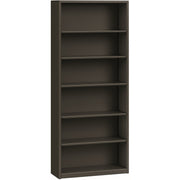 HON Brigade Steel Bookcase, 6 Shelves, 81.13"H x 34.50"W x 12.62"D, Steel, Charcoal, 1 Each