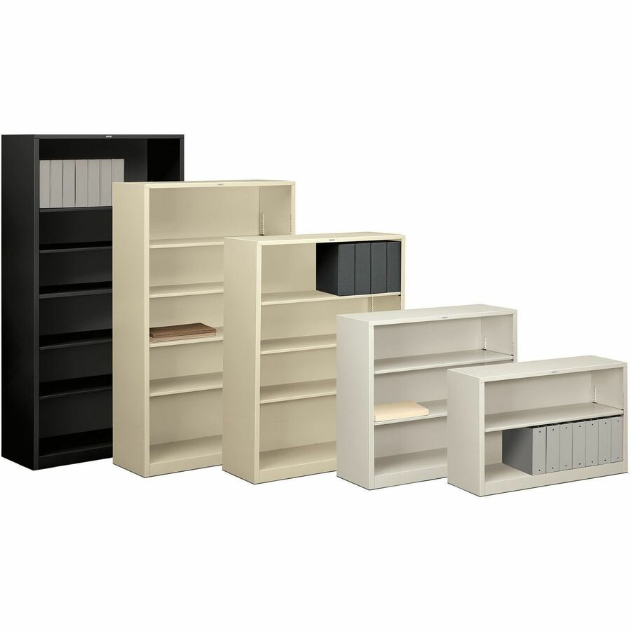HON Brigade Steel Bookcase, 6 Shelves, 81.13"H x 34.50"W x 12.62"D, Steel, Charcoal, 1 Each