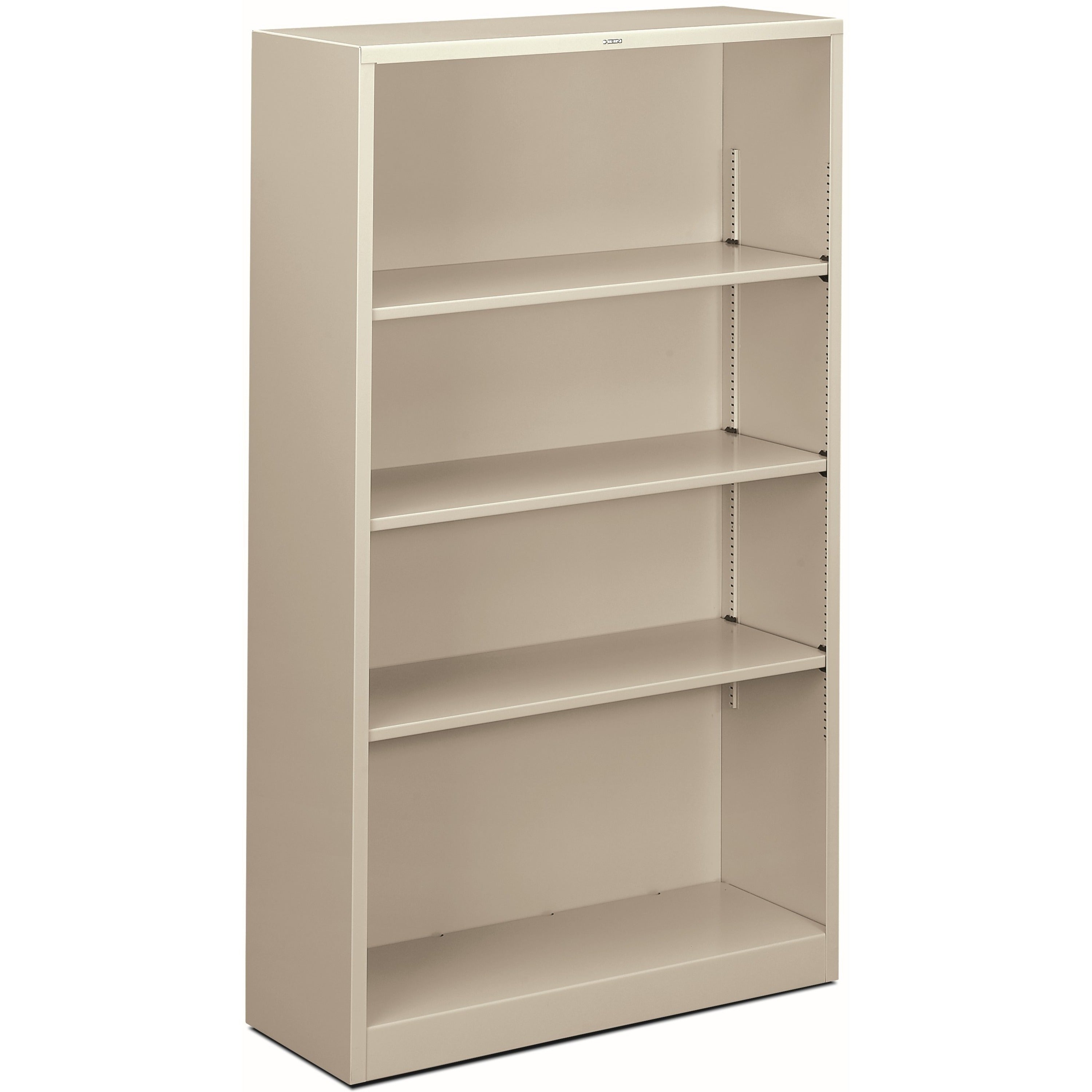 HON Brigade Steel Bookcase, 4 Shelves, 59"H x 34.5"W x 12.62"D, Light Gray, Steel, 1 Each