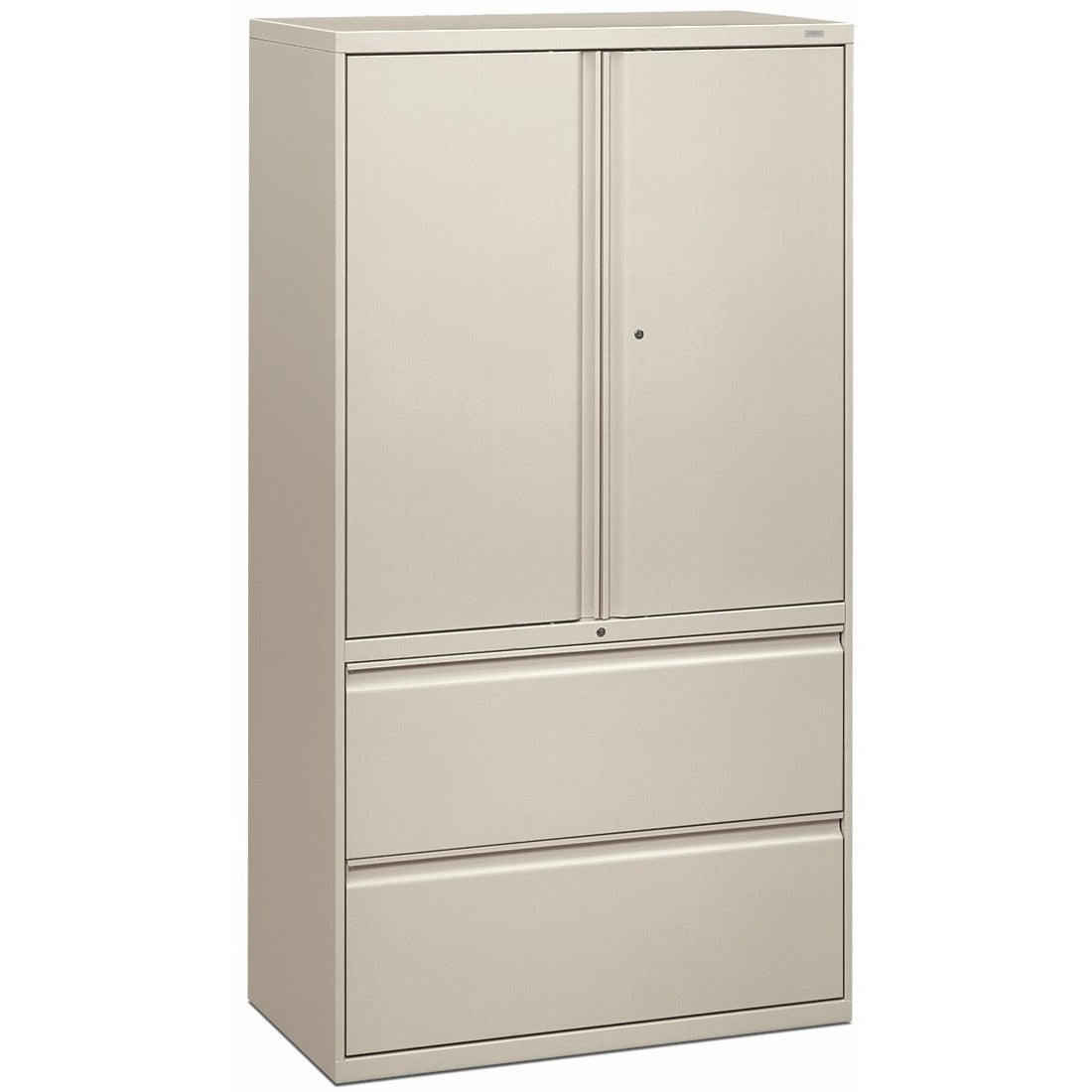 HON Brigade 800 H885LS Lateral File, Light Gray, 64.3"H x 36"W x 18"D, 2 Drawers, 3 Shelves, Lockable, Adjustable Shelves, Heavy Duty, 1 Each
