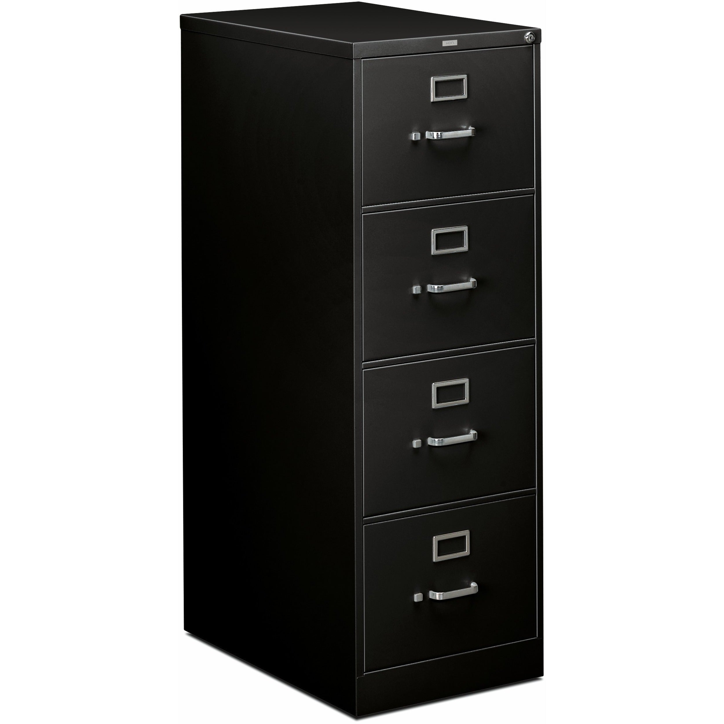 HON 310 H314C File Cabinet - 52" Height x 18.3" Width x 26.5" Depth - Total Drawer(s): 4 - Finish: Black - Lockable, Durable, Label Holder - For File, Office, File Folder, Desk - 1 Each