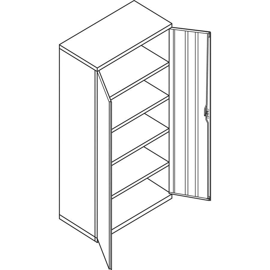 HON Brigade HSC2472 Storage Cabinet, 36"W x 24.1"D x 72"H, 5 Adjustable Shelves, Hinged Doors, Steel, Putty, 1 Each