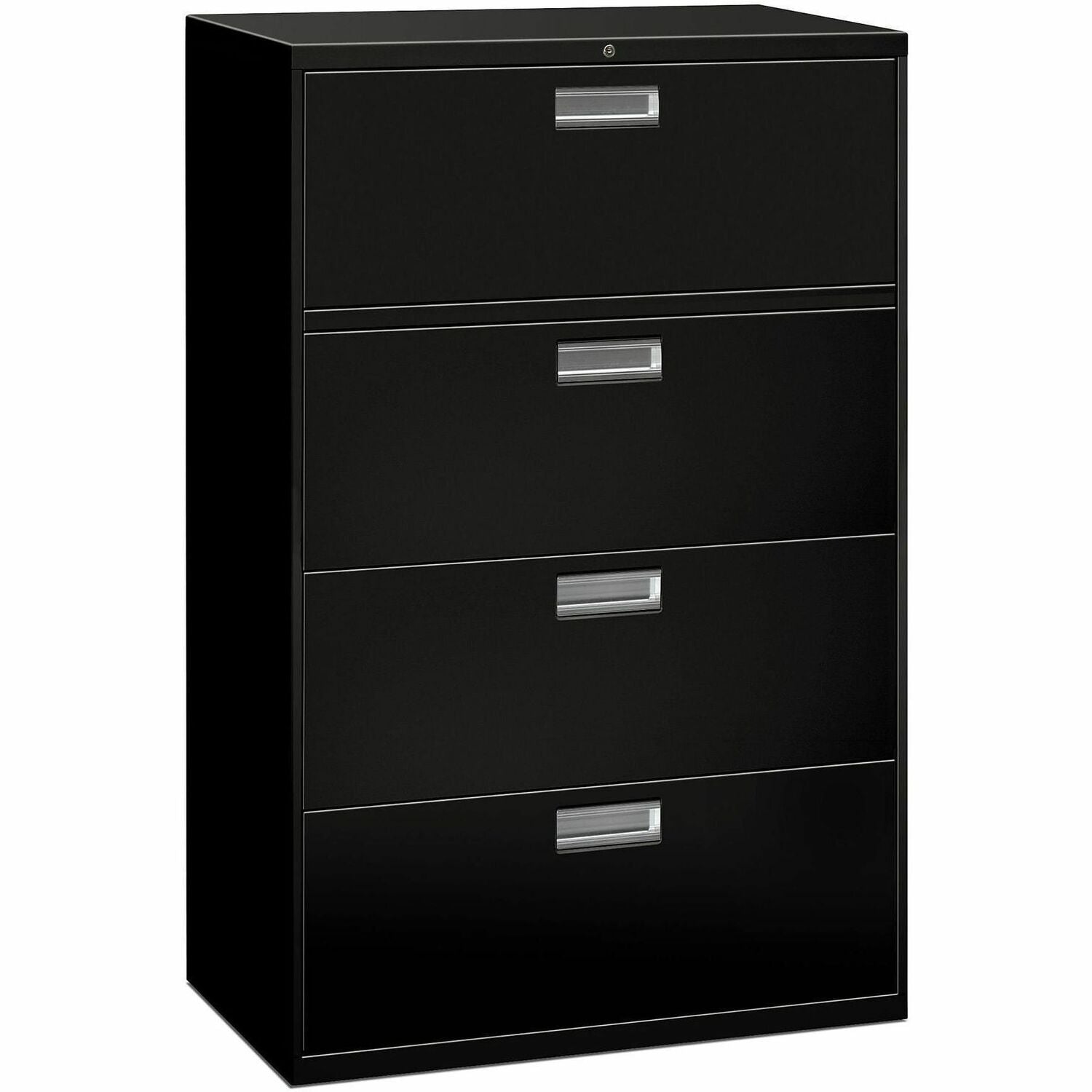 HON Brigade 600 H684 Lateral File - 53.3" Height x 36" Width x 19.3" Depth - Total Drawer(s): 4 - Finish: Black - 1 Each