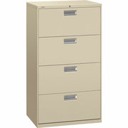 HON Brigade 600 H674 Lateral File - 53.3" Height x 30" Width x 18" Depth - Total Drawer(s): 4 - Finish: Putty - 1 Each