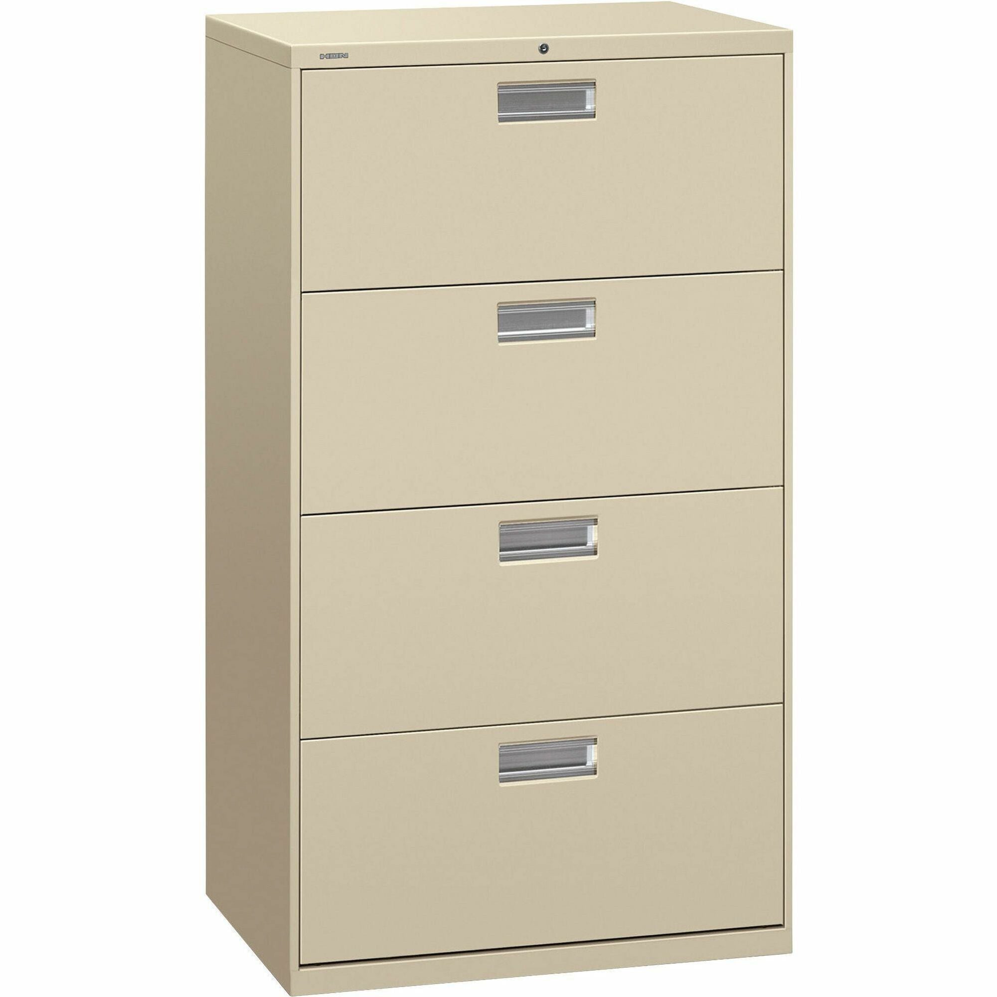 HON Brigade 600 H674 Lateral File - 53.3" Height x 30" Width x 18" Depth - Total Drawer(s): 4 - Finish: Putty - 1 Each