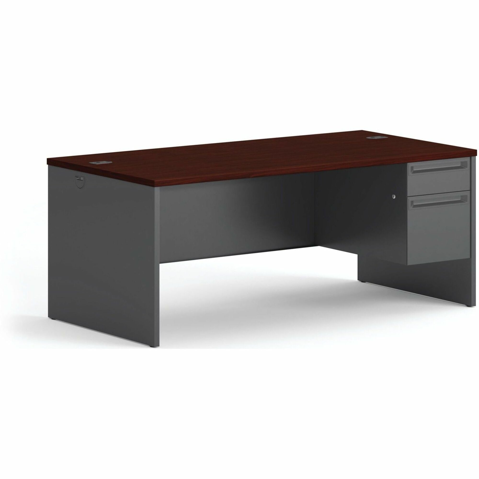 29.5" Height x 72" Width x 36" Depth - Total Drawer(s): 2Right Side - Waterfall Edge - Finish: Charcoal - 1 Each