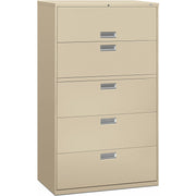 HON Brigade 600 H695 Lateral File - 64" Height x 42" Width x 18" Depth - Total Drawer(s): 5 - Finish: Putty - 1 Each