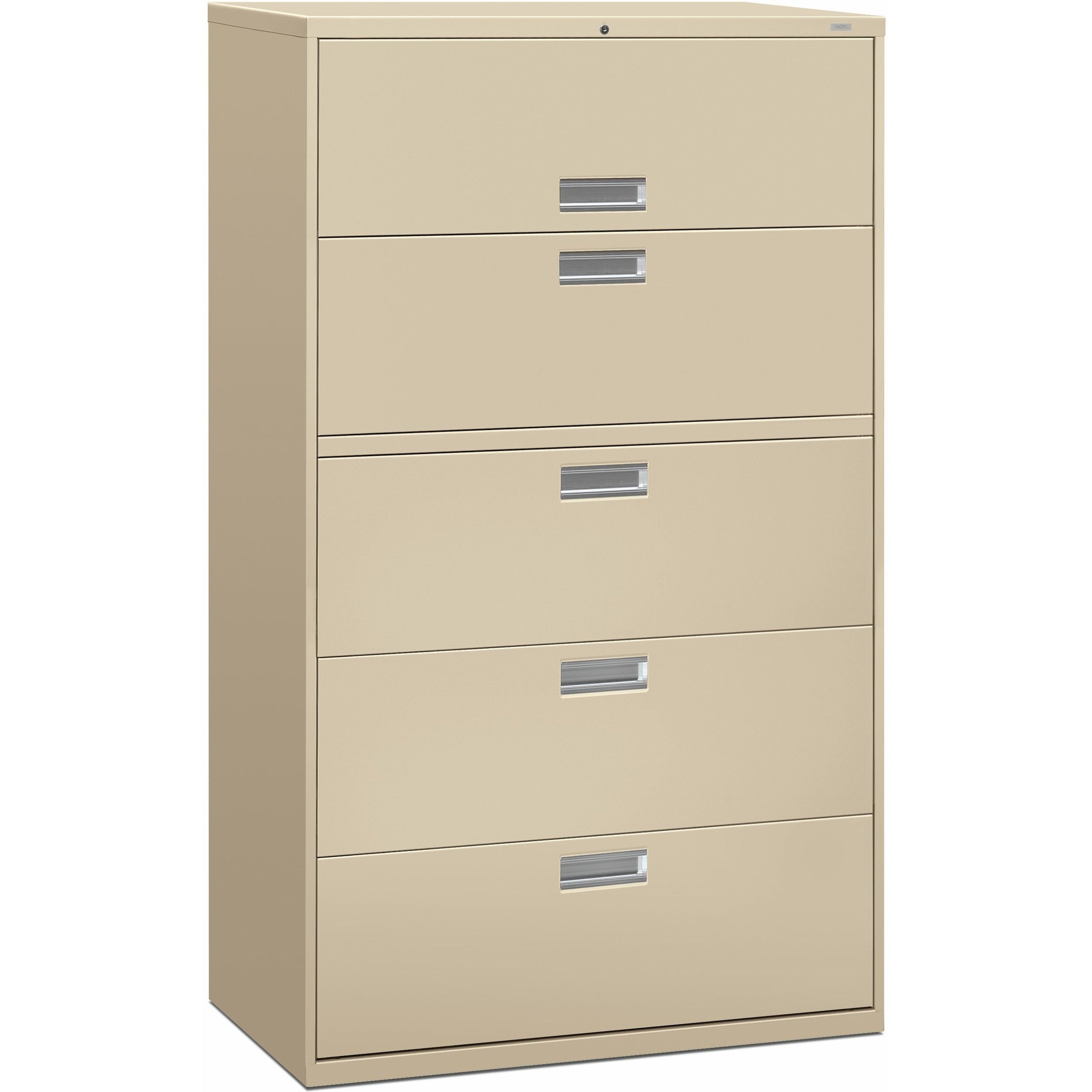 HON Brigade 600 H695 Lateral File - 64" Height x 42" Width x 18" Depth - Total Drawer(s): 5 - Finish: Putty - 1 Each