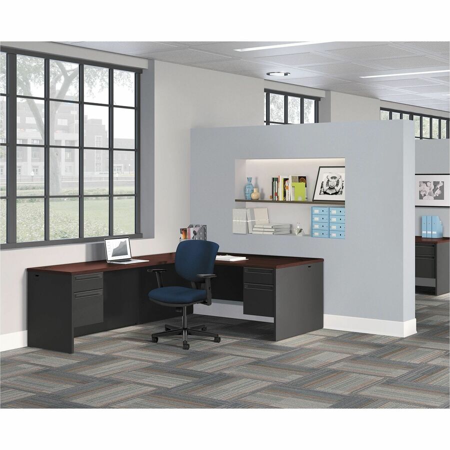 29.5" Height x 66" Width x 30" Depth - Total Drawer(s): 2Left Side - Waterfall Edge - Finish: Charcoal - 1 Each
