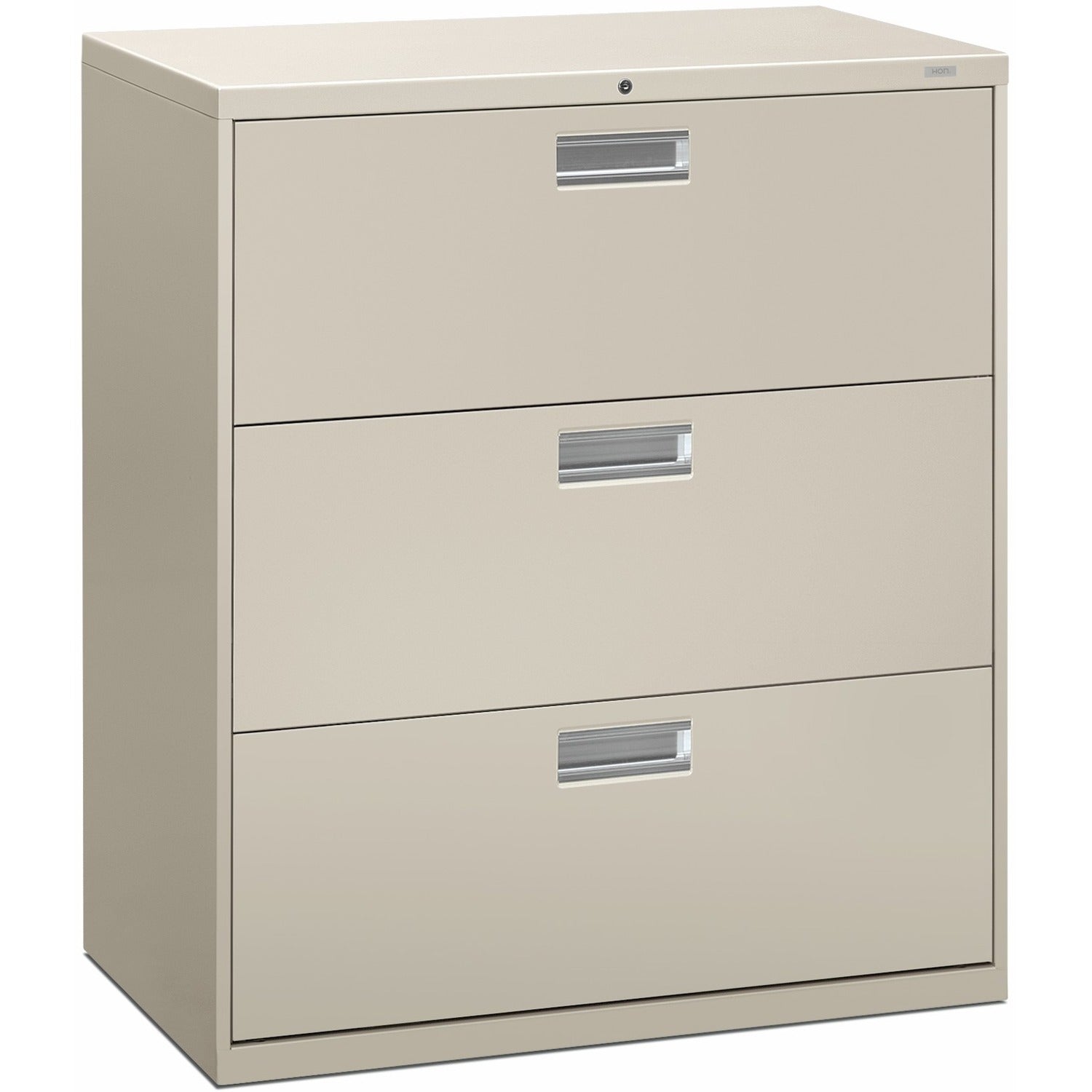 HON Brigade 600 H683 Lateral File - 40.9" Height x 36" Width x 18" Depth - Total Drawer(s): 3 - Finish: Light Gray - 1 Each