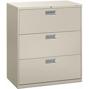 HON Brigade 600 H683 Lateral File - 40.9" Height x 36" Width x 18" Depth - Total Drawer(s): 3 - Finish: Light Gray - 1 Each