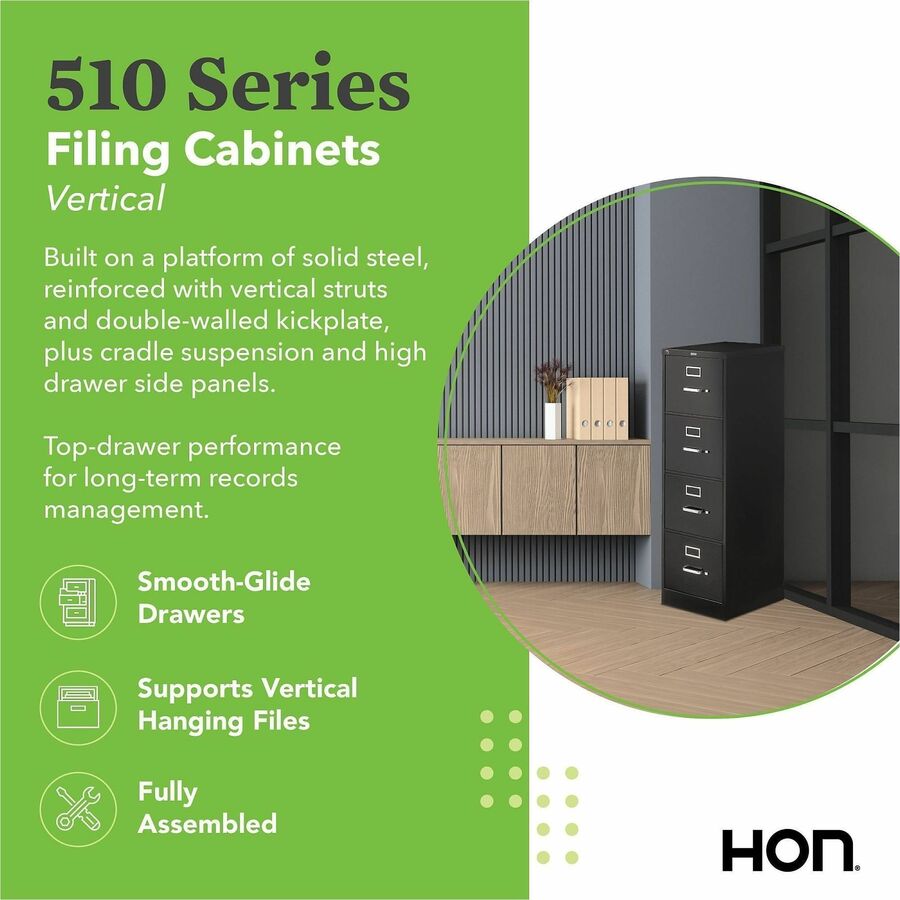 HON 510 H514 Vertical Column - 52" Height x 15" Width x 25" Depth - Total Drawer(s): 4 - Finish: Putty - 1 Each