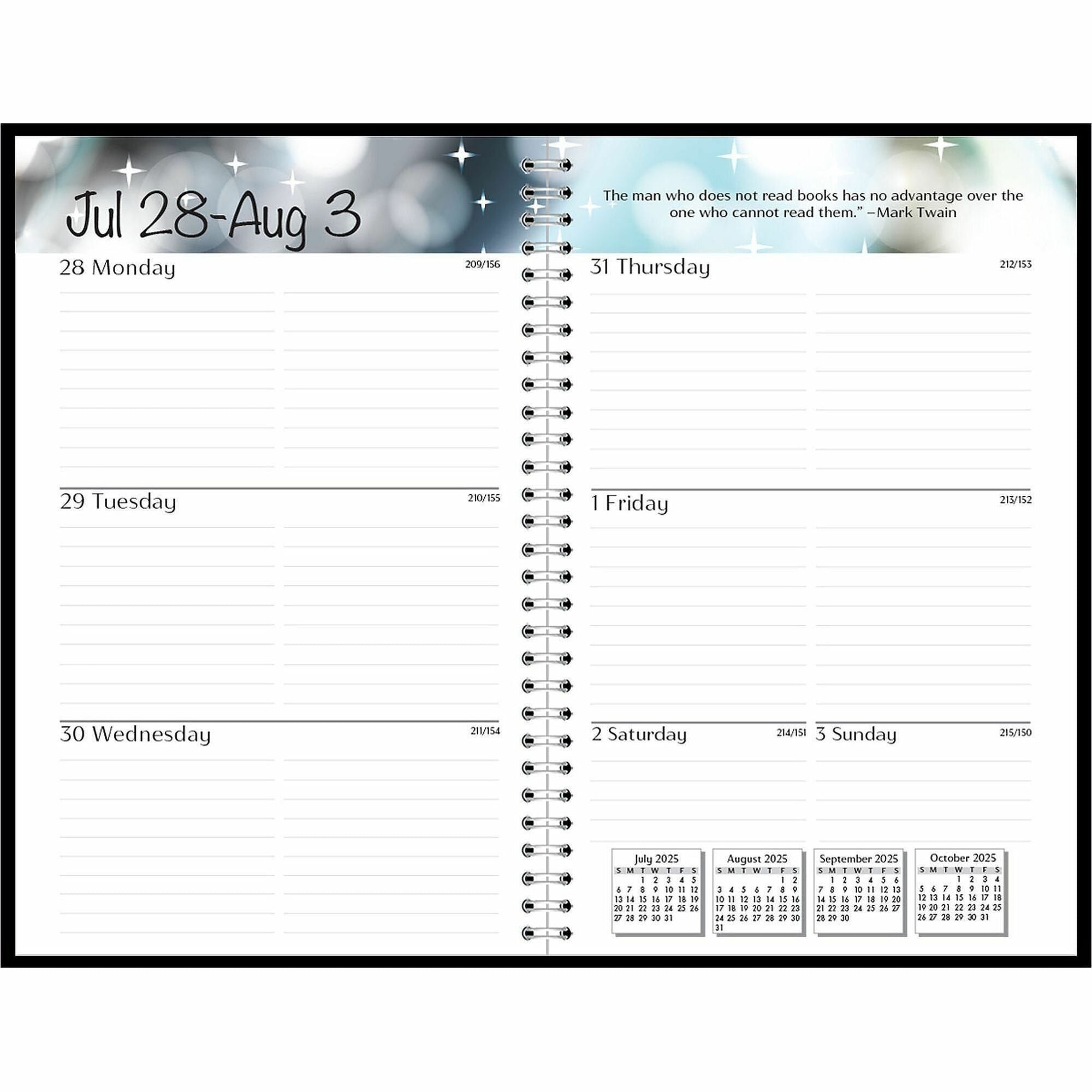 Weekly - 13 Month - August 2025 to August 2026 - 1 Week Double Page Layout - 5" x 8" Sheet Size - Leather - Black Cover - 1 Each