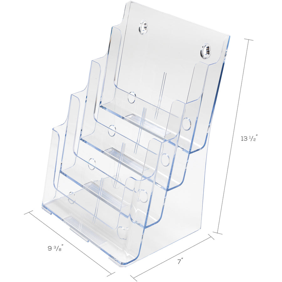 Deflecto Multi-Compartment DocuHolder - 920 x Sheet - 4 Compartment(s) - Compartment Size : 1.57" - 13.50" Height x 9.25" Width x 7" Depth - Desktop - Clear - Polystyrene - 1 Each