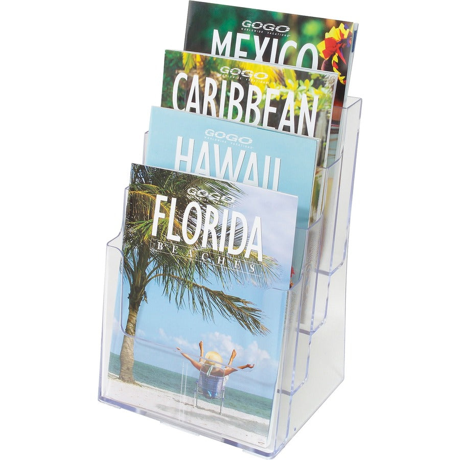 Deflecto Multi-Compartment DocuHolder - 920 x Sheet - 4 Compartment(s) - Compartment Size : 1.57" - 13.50" Height x 9.25" Width x 7" Depth - Desktop - Clear - Polystyrene - 1 Each