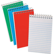 60 Sheets - Wire Bound - 15 lb Basis Weight - 3" x 5" Sheet Size - White Paper - Blue Pressboard, Green, Red Cover - Unpunched - 3 / Pack